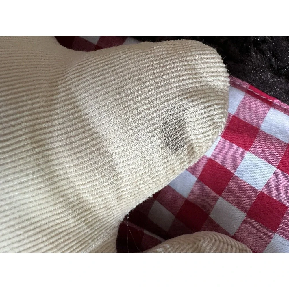 Pottery Barn Kids Moose Plush Sleeping Bag Brown Lined in Red Gingham